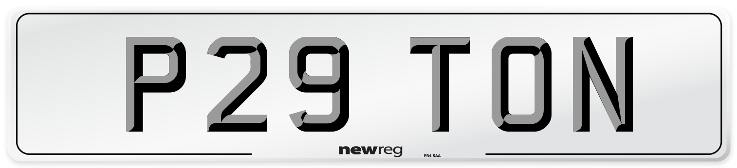 P29 TON Number Plate from New Reg